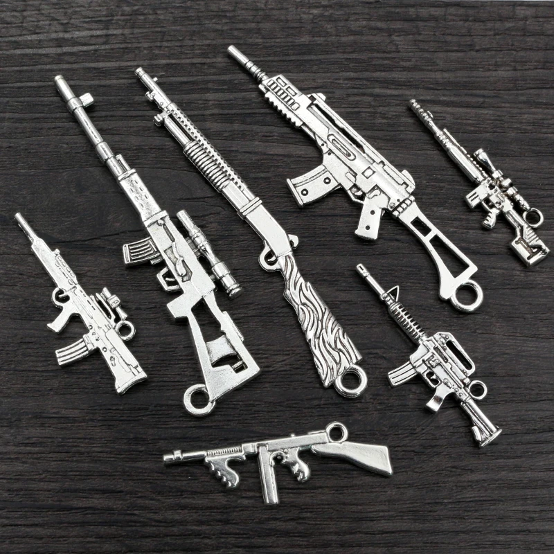 10pcs/lot Antique Silver Plated Spear Gun Charms Pedants DIY Jewelry Making Accessories for Necklace Keychain Craft Findings