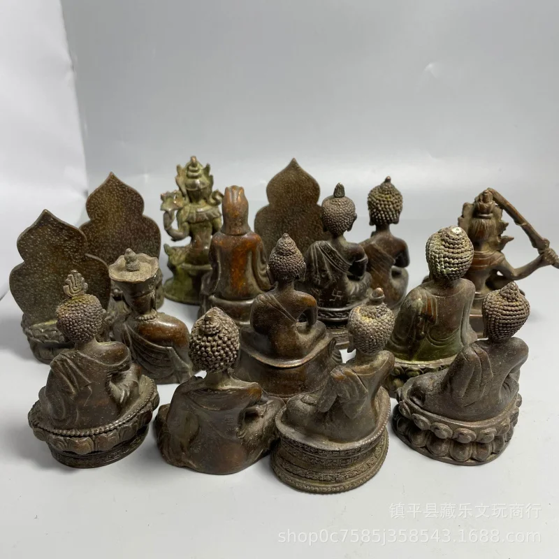 Qingming Wholesale Antique Distressed Copper Alloy Small Buddha Statue Stall Supply Imitation Ol