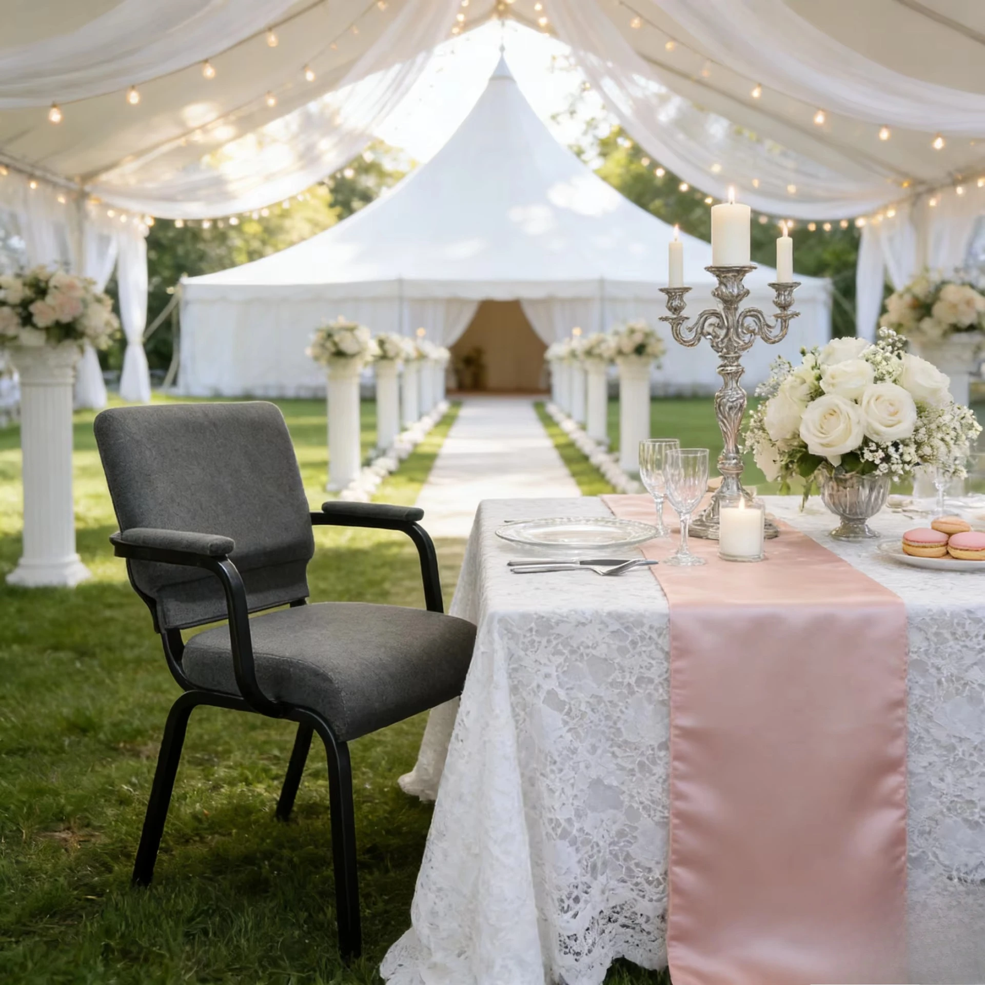 Wholesale Price High Quality Iron Church Chair Long Lasting Wedding Event Banquet Chair with Armrest