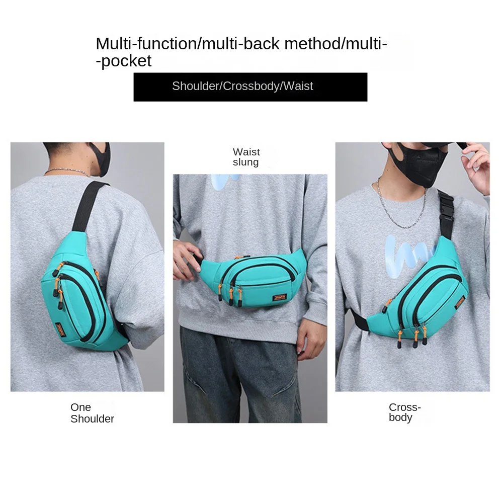 Crossbody Bag Nylon Men Chest Bag Waterproof Large Capacity Outdoor Waist Bag Adjustable Strap Durable Sports Walking Bag Riding