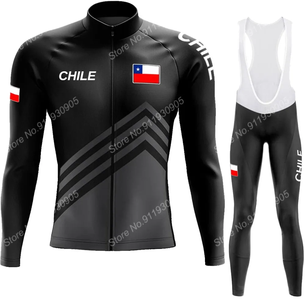 2022 Chile National Team Cycling Jersey Set Men Summer Long Sleeve Clothing Suit MTB Bike Road Pants Bib Maillot Ropa Ciclismo