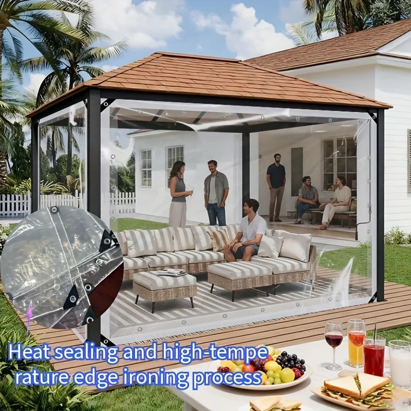 【High Transparent 20 Mil Pvc Rainproof Tarpaulin】Heavy-Duty Thick Canvas with Metal Grommets and Reinforced Edge Sealing Rings, Tear-Resistant and Long-Lasting Suitable for Flower Protection, Courtyard Windows, Indoor Dust Prevention, Garden Rain Shelters.