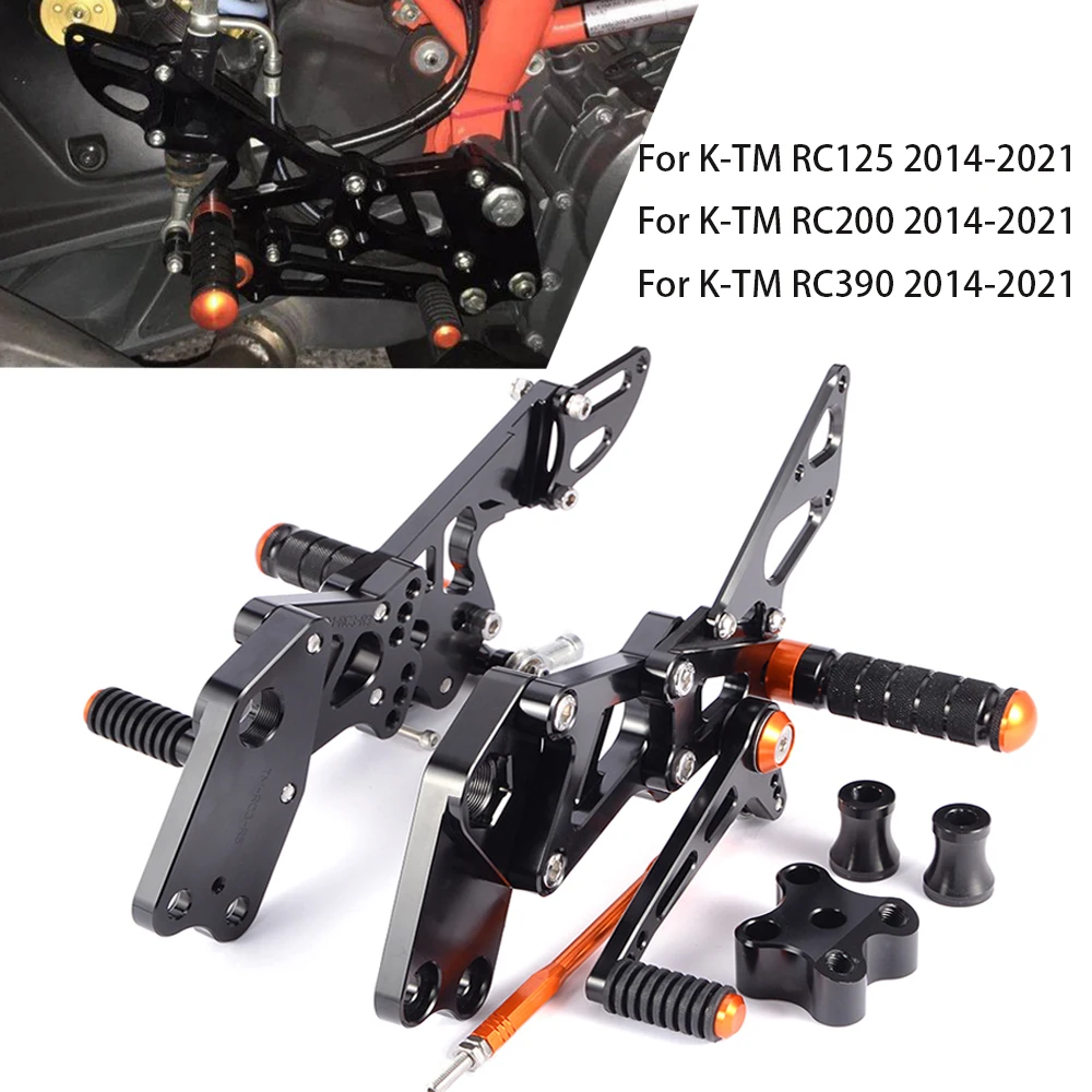 Motorcycle Adjustable Rearset Foot Pegs Pedals For K-TM RC 125 200 390 2014 - 2021 Footrest Rear Set RC125 RC200 RC390