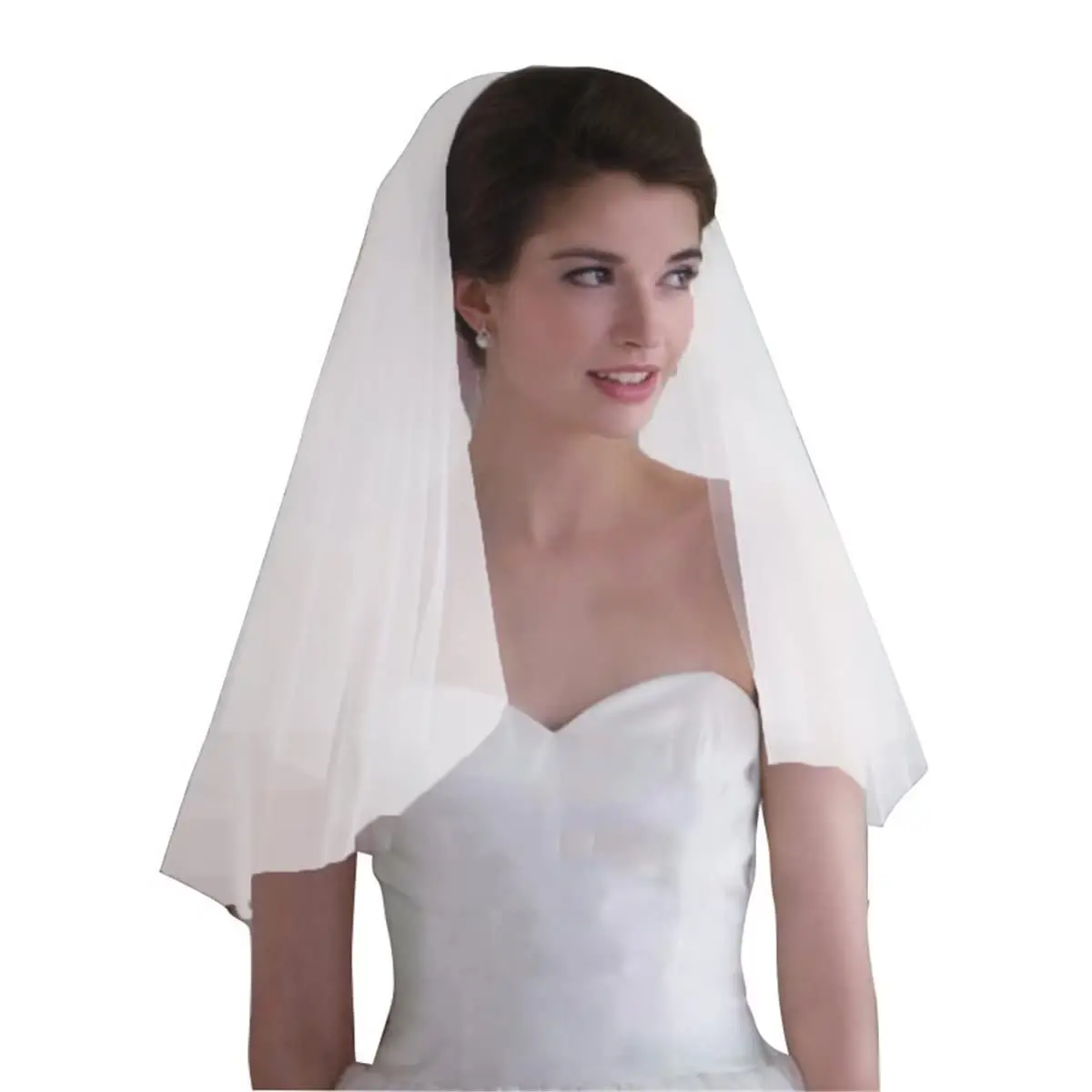 Wedding Bridal Veil with Comb 2 Tier Tulle Short Wedding Veil Fingertip Length