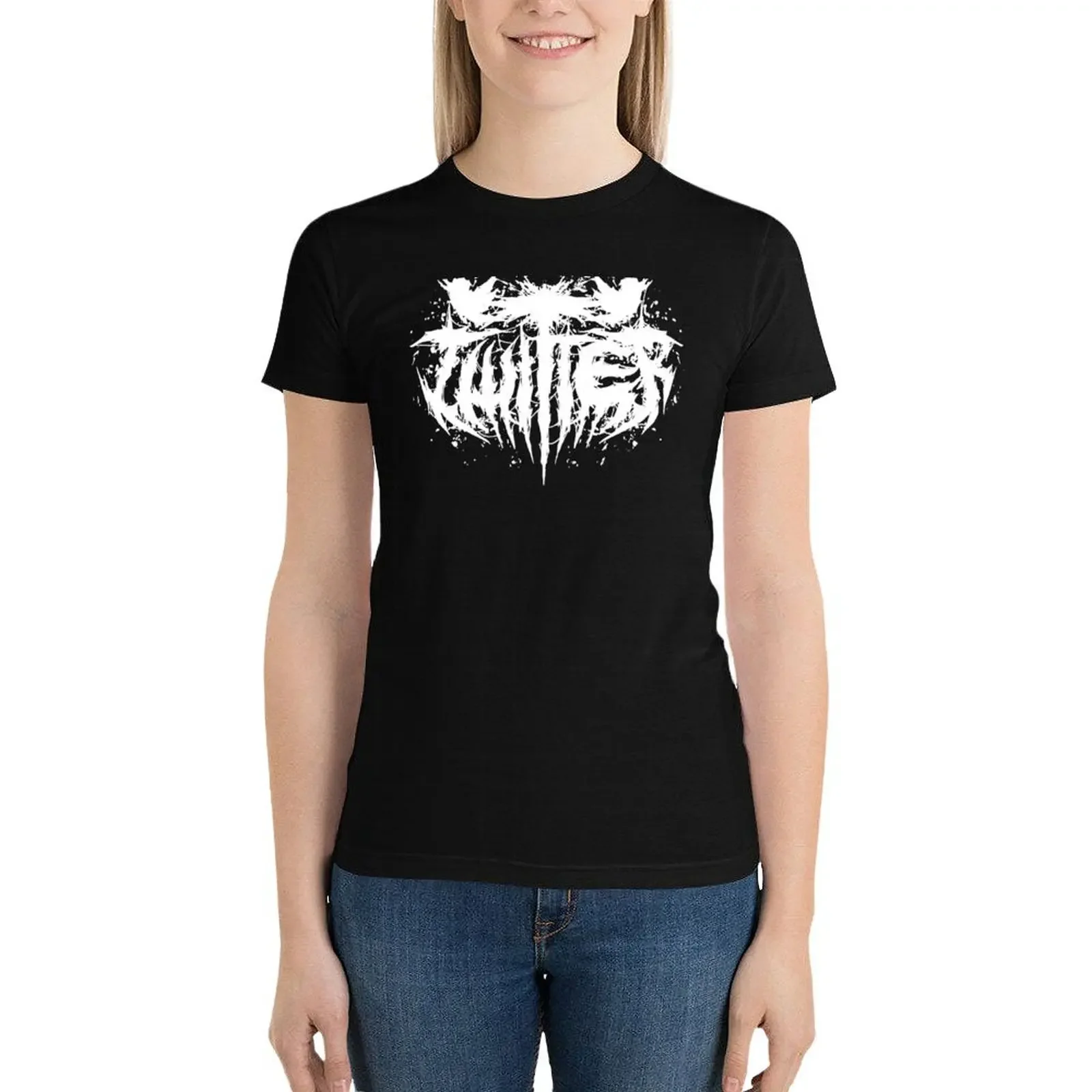 Brutal Twitter Death Metal Deathcore Logo T-Shirt shirts graphic tees tops t shirt for Women