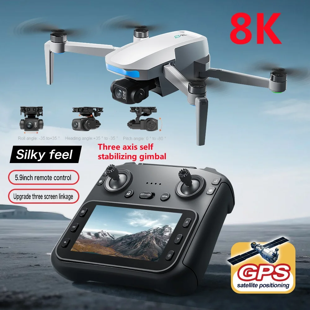 Professional GPS Screen Drone HD Cameras EIS 3-Axis Anti-shake Gimbal with Screen Brushless Drones RC Quadcopter 5G GPS Dron Toy