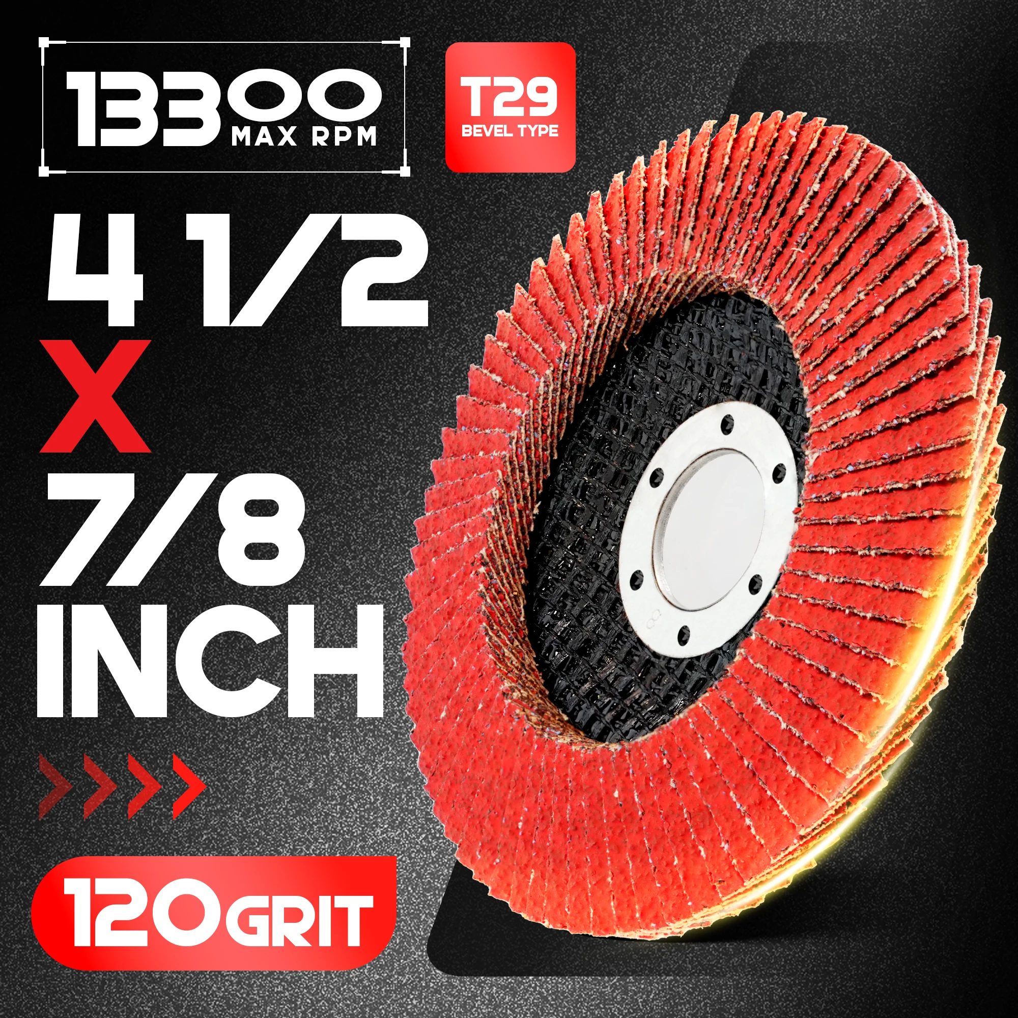 EZARC 10PC Ceramic Flap Discs 120 Grit for Stainless Steel, Non-Ferrous Metal, Cast Iron and Sheet Metal, 4.5'' x 7/8'' Type 29