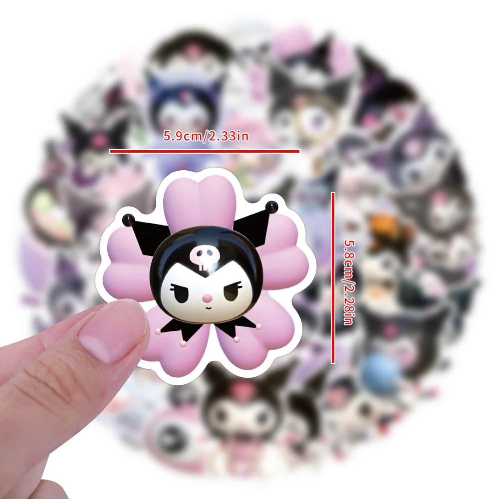 10/30/50pcs Anime Sanrio Kuromi Stickers 3D Cartoon Aesthetic Decoration Decals for Suitcase Helmet Waterproof Kids Sticker Toy