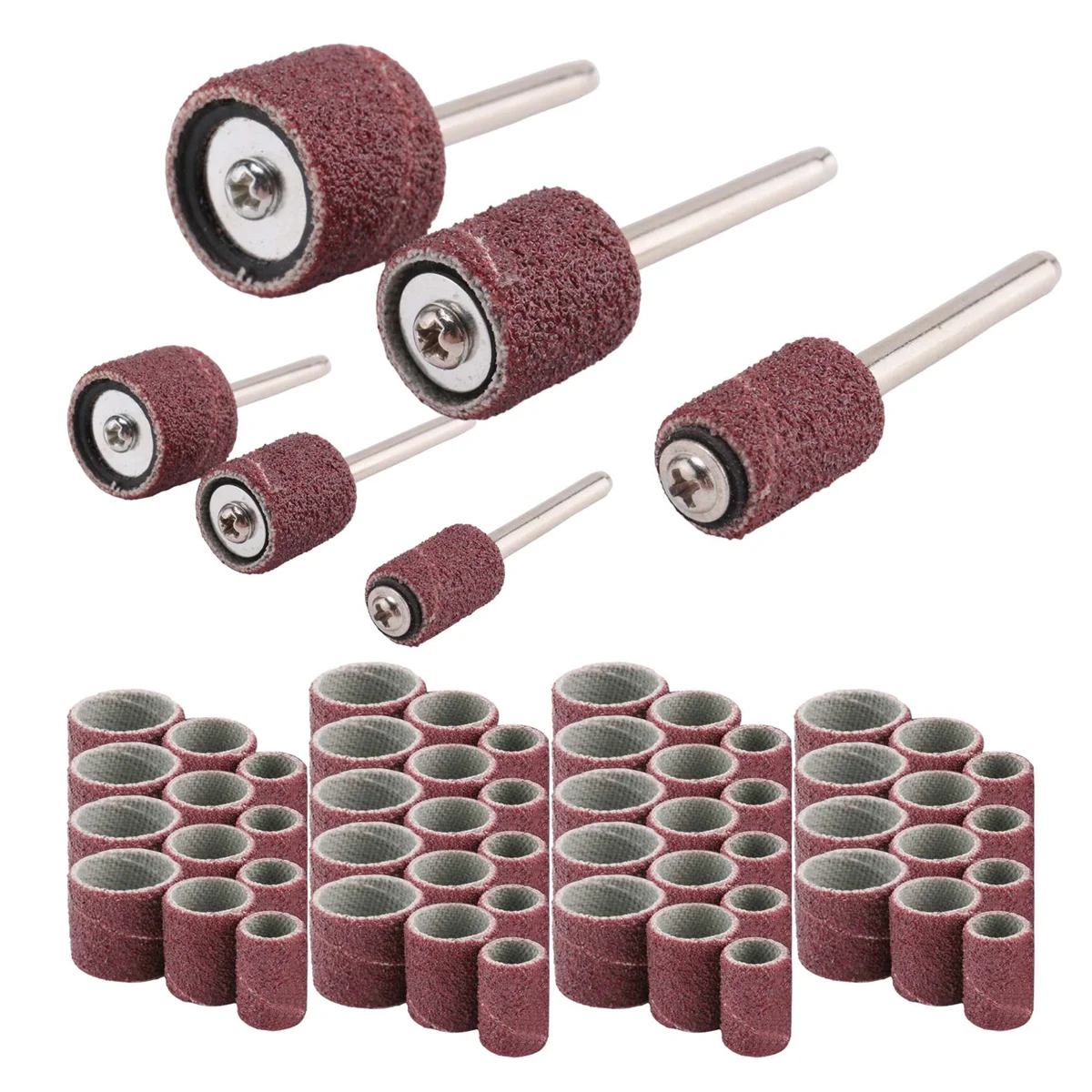 Set pasir Drum, 66 buah termasuk 60 buah pita pengamplasan dan 6 buah mandrel Drum