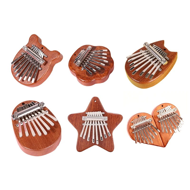 Mini Kalimba 8 Key Exquisite Finger Thumb Piano,Gift For Beginners Music Lovers Players,Cute Pendant