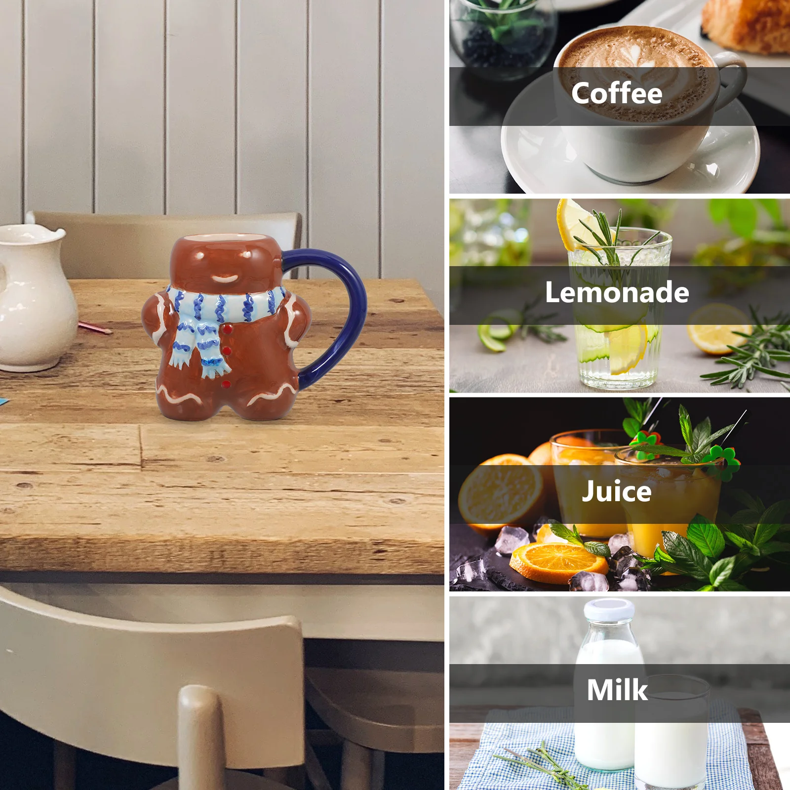 

Gingerbread Mug Ceramic Christmas Coffee Cup Tea Milk Water Multi-Purpose Home Office Gift Gingerbread Mug Christmas Coffee Cup