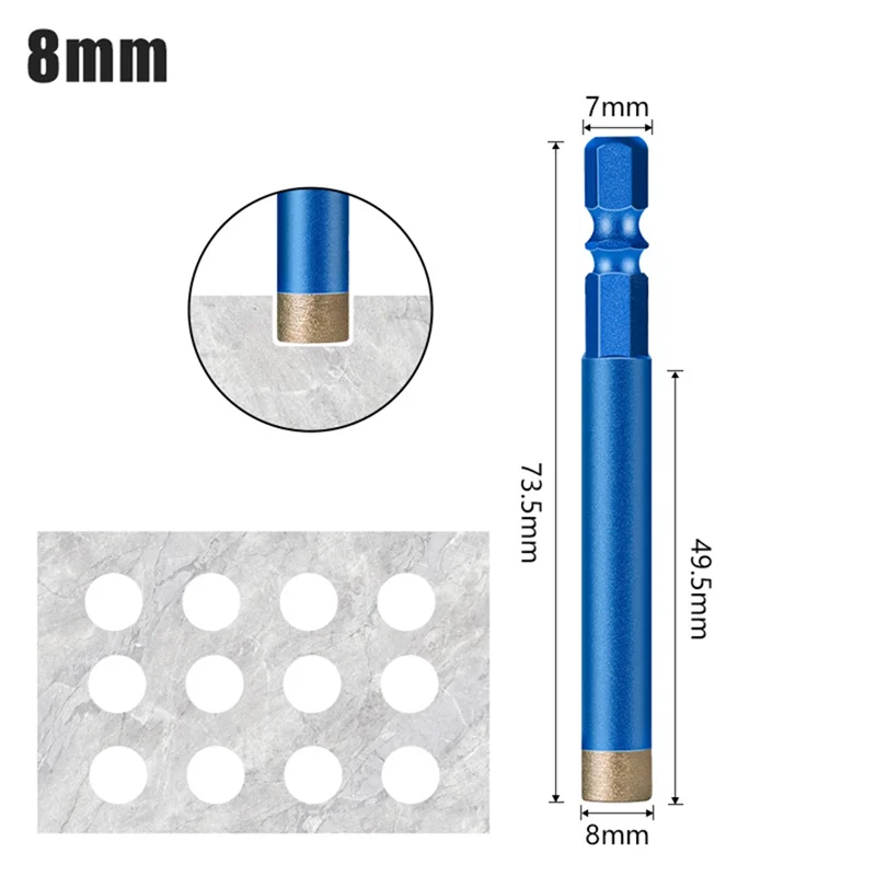 A43F-7PCS مثقاب أداة حفر البلاط، مثقاب الحفر الجاف الحجري، حفر الرخام المتخصص 1/4,3/8,1/2,6 مم، 8 مم، 10 مم، 12 مم