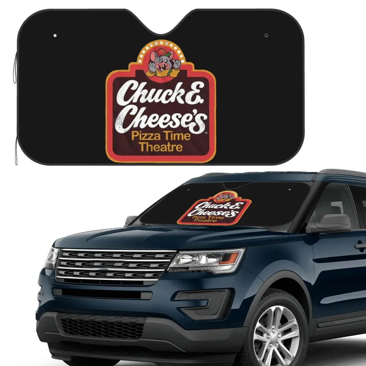 

Chuck E Cheeses Pizza Time Theater Sunshade Windscreen Car Front Windshield Window Sun Visor Accessories Covers