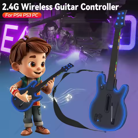 2.4G Wireless Guitar Controller for PS4 PC PS3 Compatible With Clone Hero Rock Band Games Remote Joystick Console Gaming Guitar