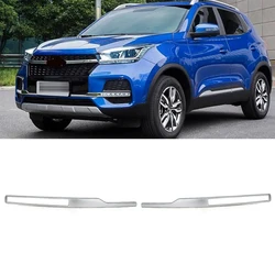 Front DRL Sliver Bright Bar Fog Lamp Trim Strip Daytime Running Light Molding Trim For Chery Tiggo 3 4 2020-2021 5X 2019