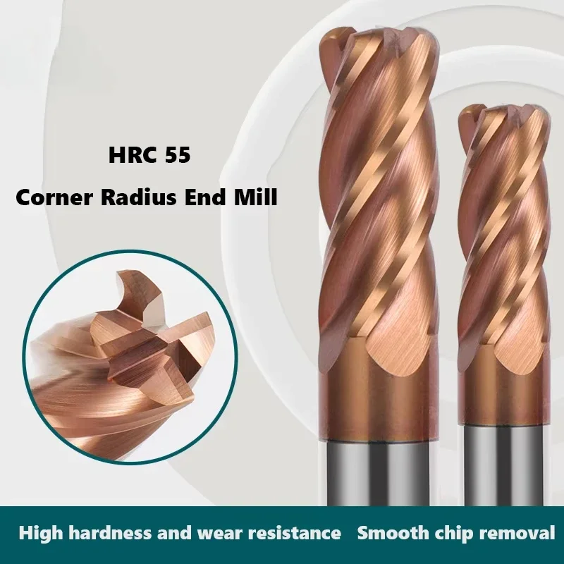 มุมรัศมีEnd Mill CNC R Bullnoseเครื่องตัดทังสเตนคาร์ไบด์เหล็กโลหะRouterเครื่องมือ 4 ขลุ่ยR0.5 R1 R2 พื้นผิวเครื่องจักรกล