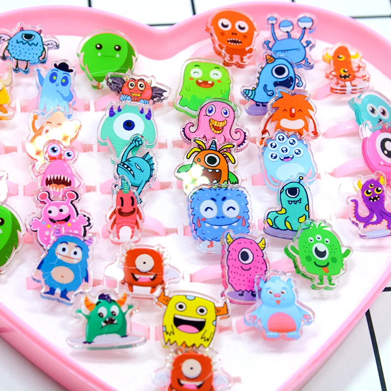 10/20pcs Cute spongebob Animated Rings Doll Children\'s Adjustable Ring Party Figure Jewellery Rings Kids Girls Toys Gift