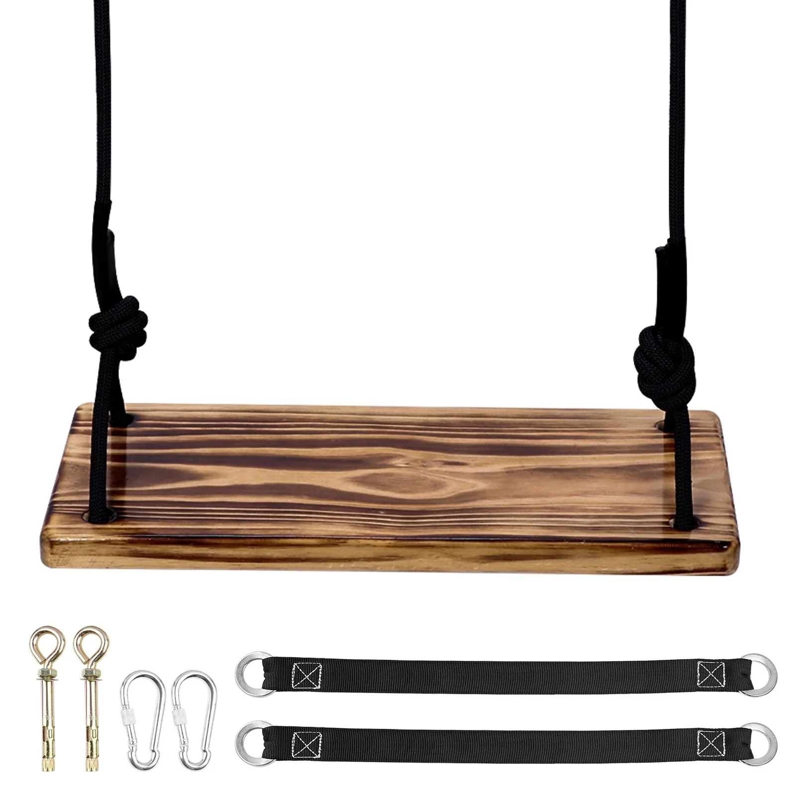 For Heavy Duty Wooden Tree Swing Wooden Swing 440lbs Max Load Waterproof Hanging Swing Seat For Outdoor Backyard Garden Playgrou