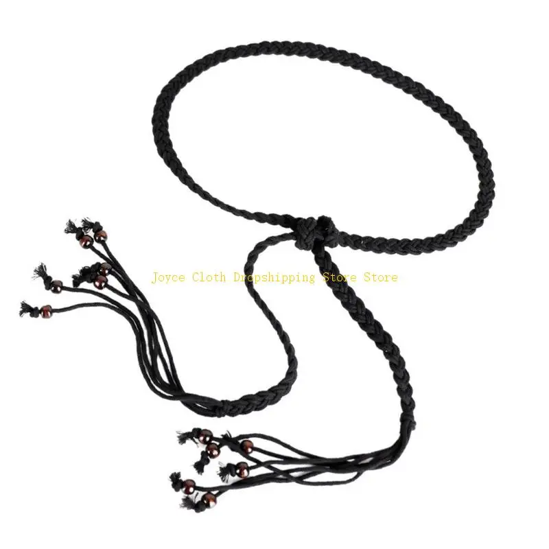 تنفس مضفر الخصر حبل قابل للتعديل الكروشيه حبل حزام القطن زنار للنساء المراهقين ارتداء اليومي مهرجان الموسيقى 10CD #2