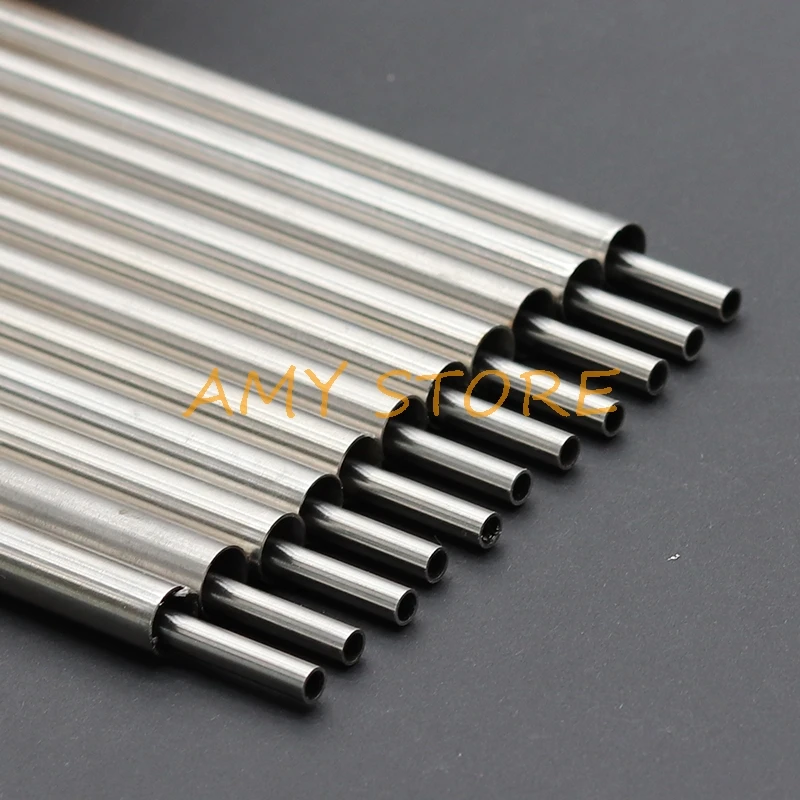 5 pces prata 304 tubo capilar de aço inoxidável od 0.4mm id 0.18mm comprimento 250mm polido