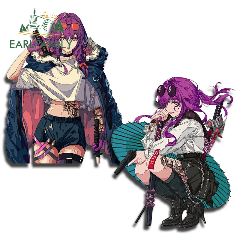EARLFAMILY 13cm for Kafka Honkai Star Rail Drip Tatto Car Stickers Sunscreen Fashionable Decals Anime Scratch-Proof Car Goods
