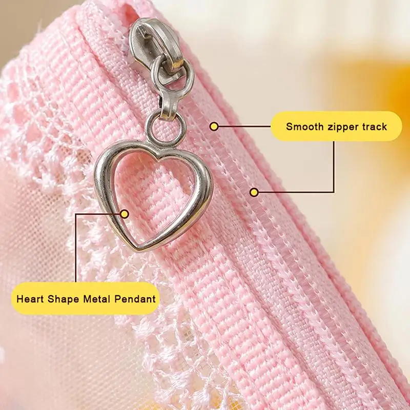 Niedliche Kosmetiktasche in Unterwäscheform, Spitzen-Netzstoff, transparenter Make-up-Aufbewahrungsbeutel, Stiftetui für den Alltag/Reisen – Detail 8