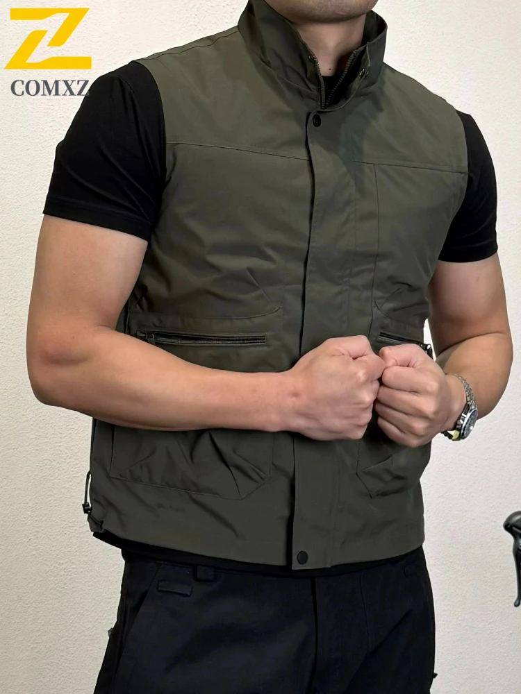 2025 Autumn New Men's US Work Vest Male Photographer Hiking Fishing Lightweight Waistcoat Mesh Cargo Sleeveless Jacket Tool Vest