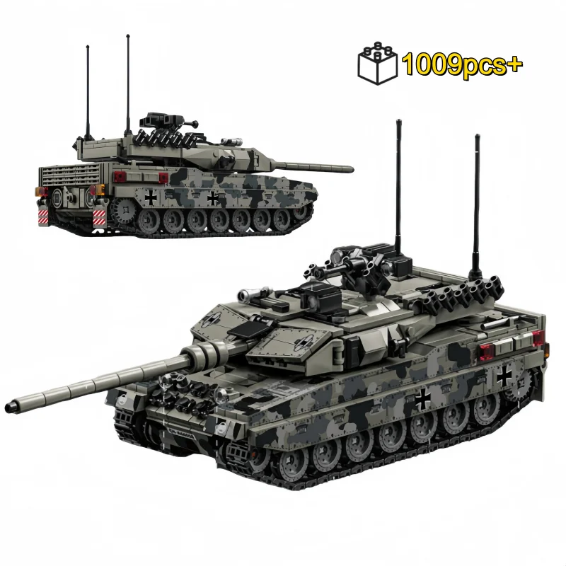 

NEW WW2 Army Military Soldiers SWAT Leopard 2A7 Main Battle Tank MOC Assemble Building Blocks Bricks Kids Toys Gifts 1009pcs
