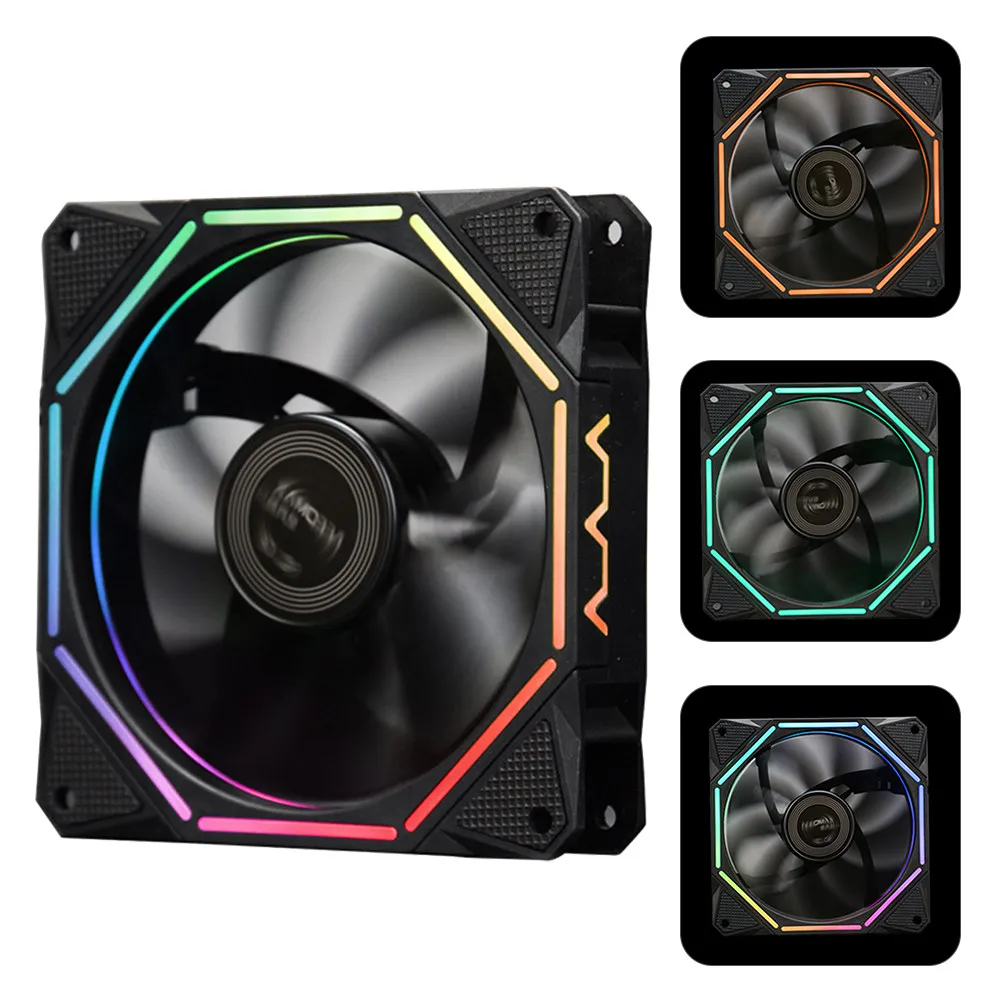 

Computer Cooling Fan Argb 12Cm Desktop Chassis Cooler Double Light Effect Strong Airflow Hydraulic Bearing Silent Heat Sink Fan
