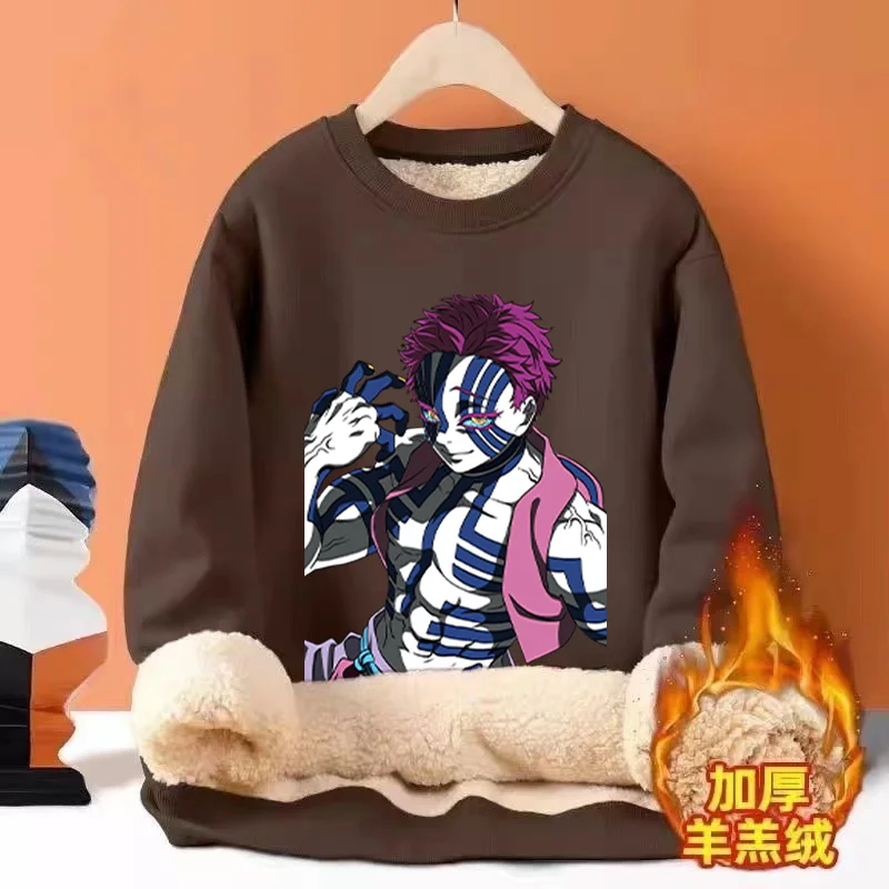 Anime Akaza hombres forro polar sudadera gruesa demonios Slayer invierno ropa cálida mujer ropa de talla grande jersey de cuello redondo