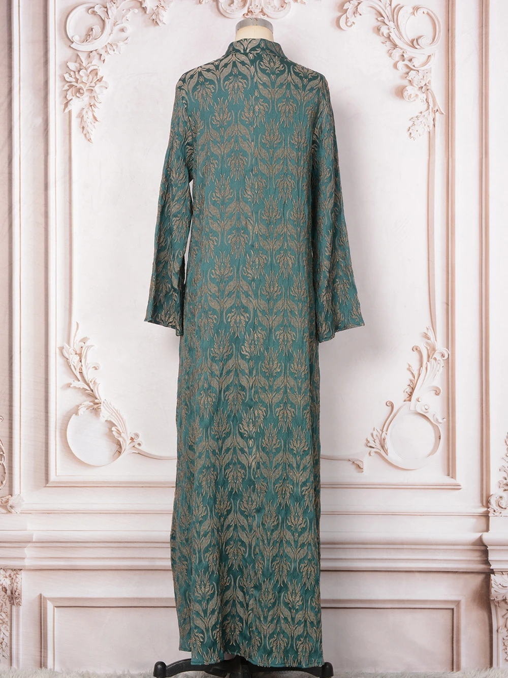 Robe de soirée trapèze perlée verte, robe de soirée musulmane, robe de Dubaï, caftan brodé, manches longues, irritation, robe de Rhpersonnalisée, 2025