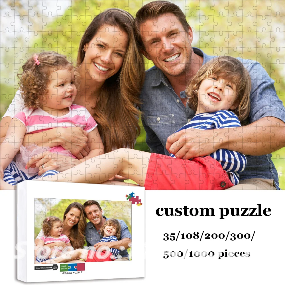 Photo Custom Jigsaw Puzzles 35/108/200/300/500/1000 Pieces Jigsaw Puzzles Parent-Child Interactive Intelligence Game Toys