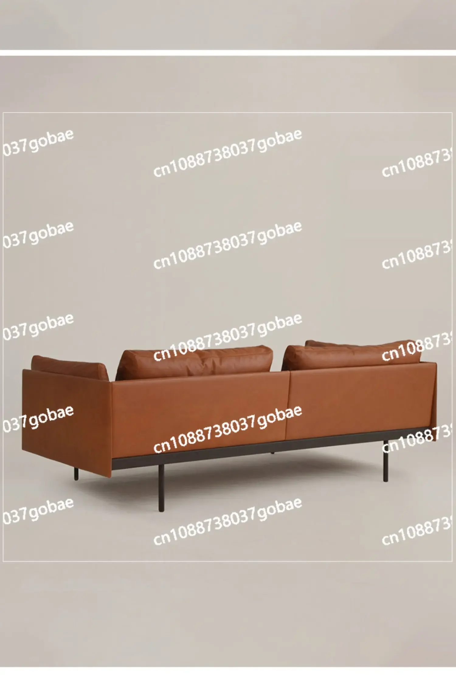 Leather Sofa First Layer Cowhide Modern Living Room Three-Person Straight Row Napa Leather Sofa