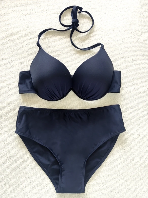 

Новый черный купальник-бикини 2025 года для женщин: сексуальный, с большими чашками, на бретелях, со стальными вставками, с эффектом пуш-ап, для спорта, йоги и фитнеса