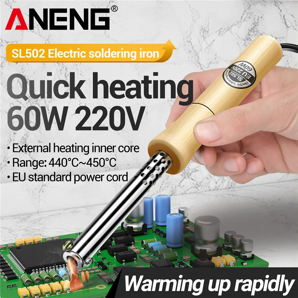 220V Eectrie Soldering Iron ANENG Temperature Control Stability Quick Heating EU Plug Welding Electrician Repair Tools SL501/502
