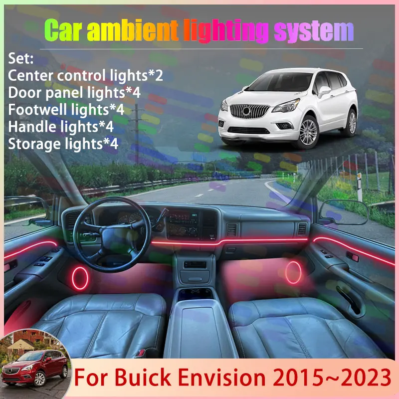 

For Buick Envision 2015~2023 MK1 2016 2017 2018 2/24 in 1 Car Atmosphere Light Lamp RGB Shade Ensemble Streamer Atmosphere Set