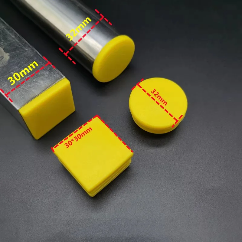 10PCS Yellow Round & Square Tube End Plugs Plastic Inner Inserts Table Chair Leg Foot Pads Dust Seals for Furniture