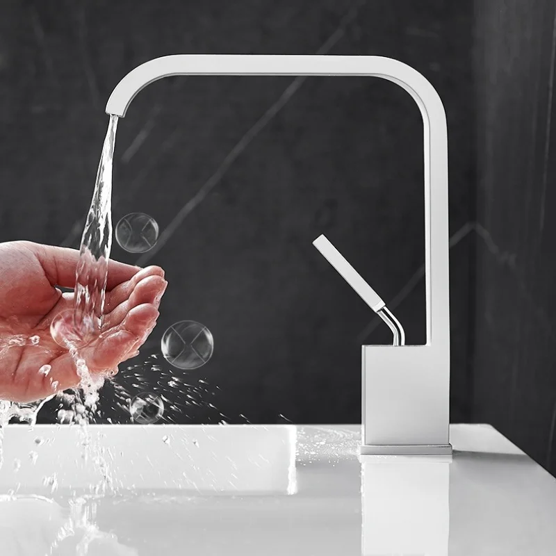 

White Bathroom Faucet Brass Basin Faucet Hot & Cold Bathroom Sink Faucet Black Lavotory Faucet Grey Bathroom Waterfall Faucet