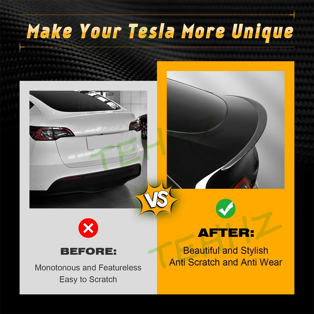 100% Real Carbon Fiber Spoiler Für Tesla Modus Y 2020-2024 Stamm Flügel Real Dry Carbon Original Außen Zubehör auto Teile – Detail 4