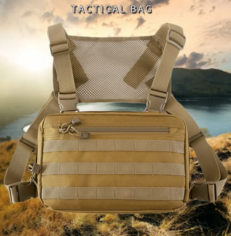 Tatcical Chest Rig Pouch Chest Recon MOLLE Shoulder Bag Combat Vest Front Pack Shoulder Camping Backpack Hunting Chest Bag