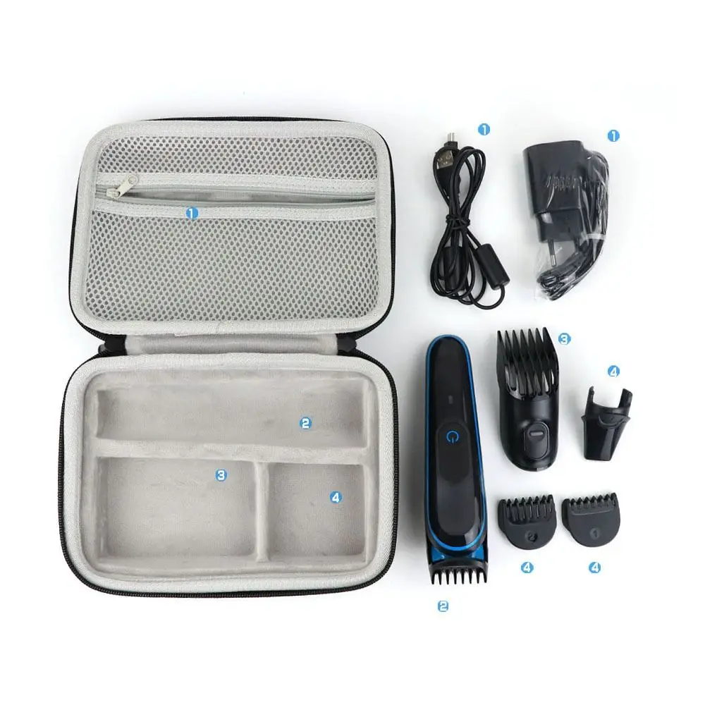 Portable Electric Hair Clipper Storage Bag Shockproof Shaver Organizer Case for Braun MGK3020/3060/3080