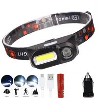 Dropshipping LED 18650 Rechargeable Headlamp COB Rotatable Hat Lamp Waterproof Work Cap Light Flashlight for Camping