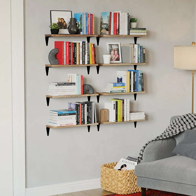 custom.Solid Stylish Wood Shelves Metal Iron Supports Hook Wall-Mounted Storage Bedroom Living Room Spice Tools Flower Pot D