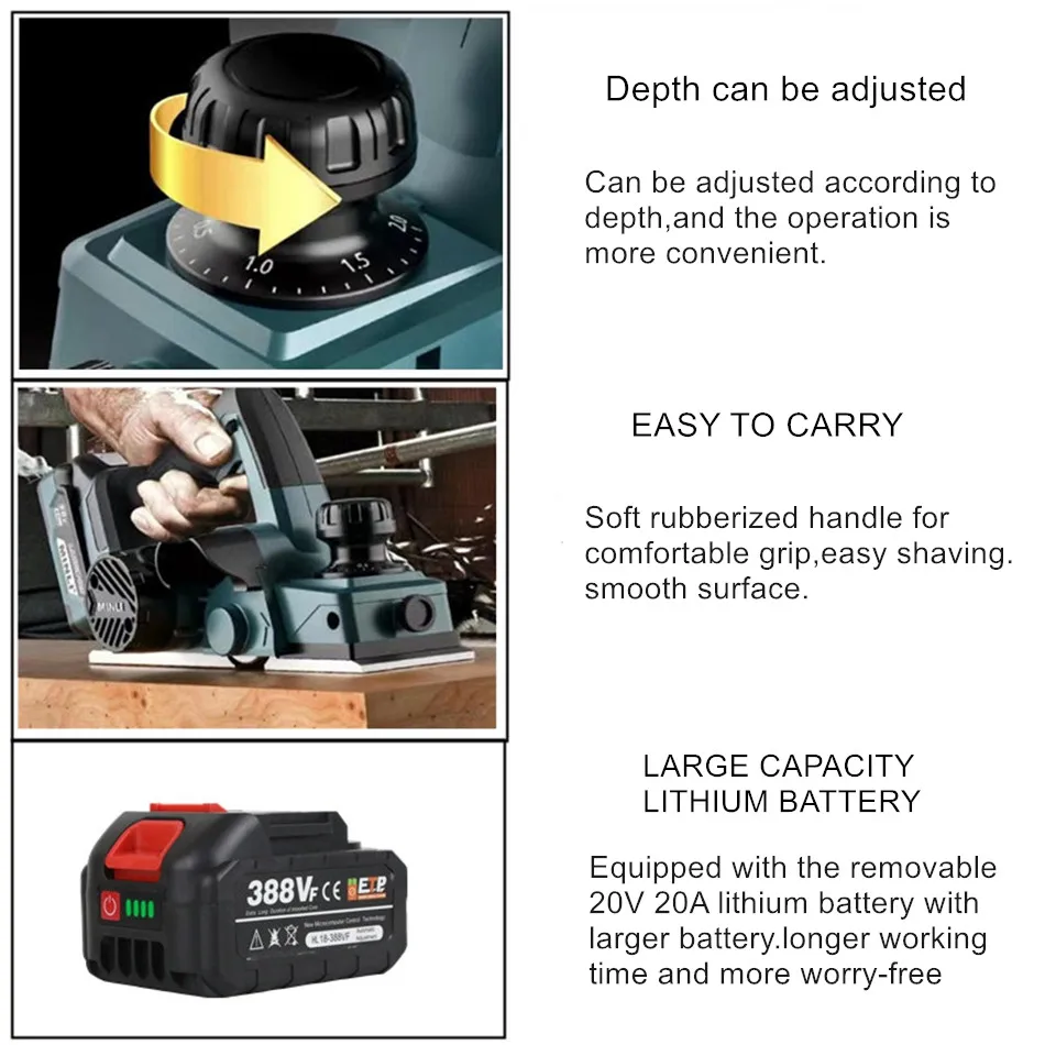 15000rpm Cordless Wood Electric Planer Electric Router trimmer Wood Milling Engraving Slotting No Battery  for 18VMakita Battery