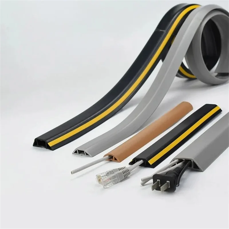 Floor Cord Cover Self-Adhesive Cord Protector Extension Wiring Duct Protector Wire Slot Cable Concealer Hider Organizer