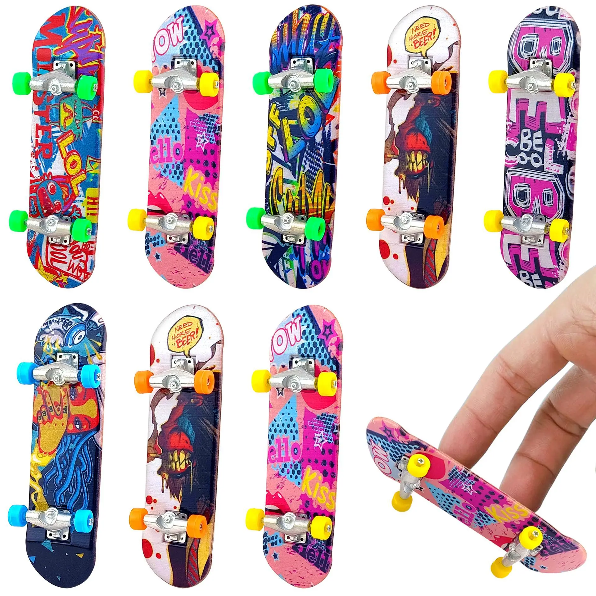 5 stks/zak Vinger Skateboard Speelgoed Vingertop Skateboard Puzzel Sport Mini Desktop Game Stress Relief Vinger Board Verjaardagscadeau