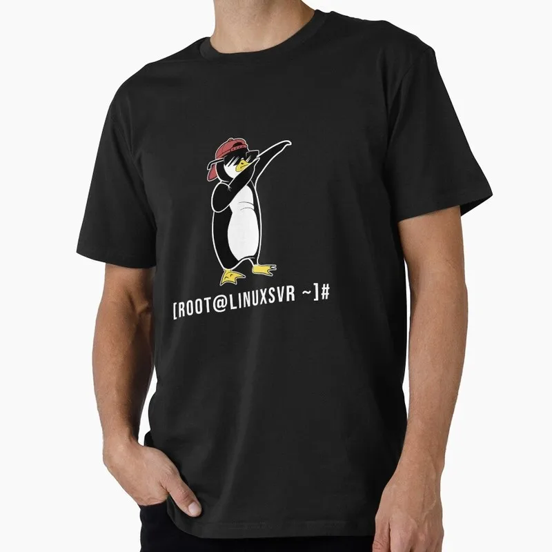 Root At Linux Server IT Nerd Linux Dabbing Penguin Hacker Funny Operating System Graphic T‑Shirt Geek IT Developer Fan Gift Tops