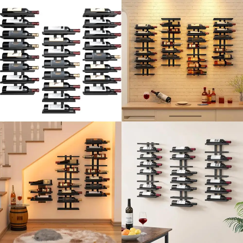 

8-уровневая настенная винная полка с емкостью для хранения 24 бутылок для демонстрации и организации