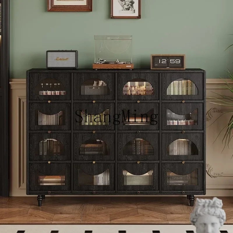 

SM retro solid wood dining side, kitchen cabinet storage, living room tea bucket cabinet, wall locker integrated