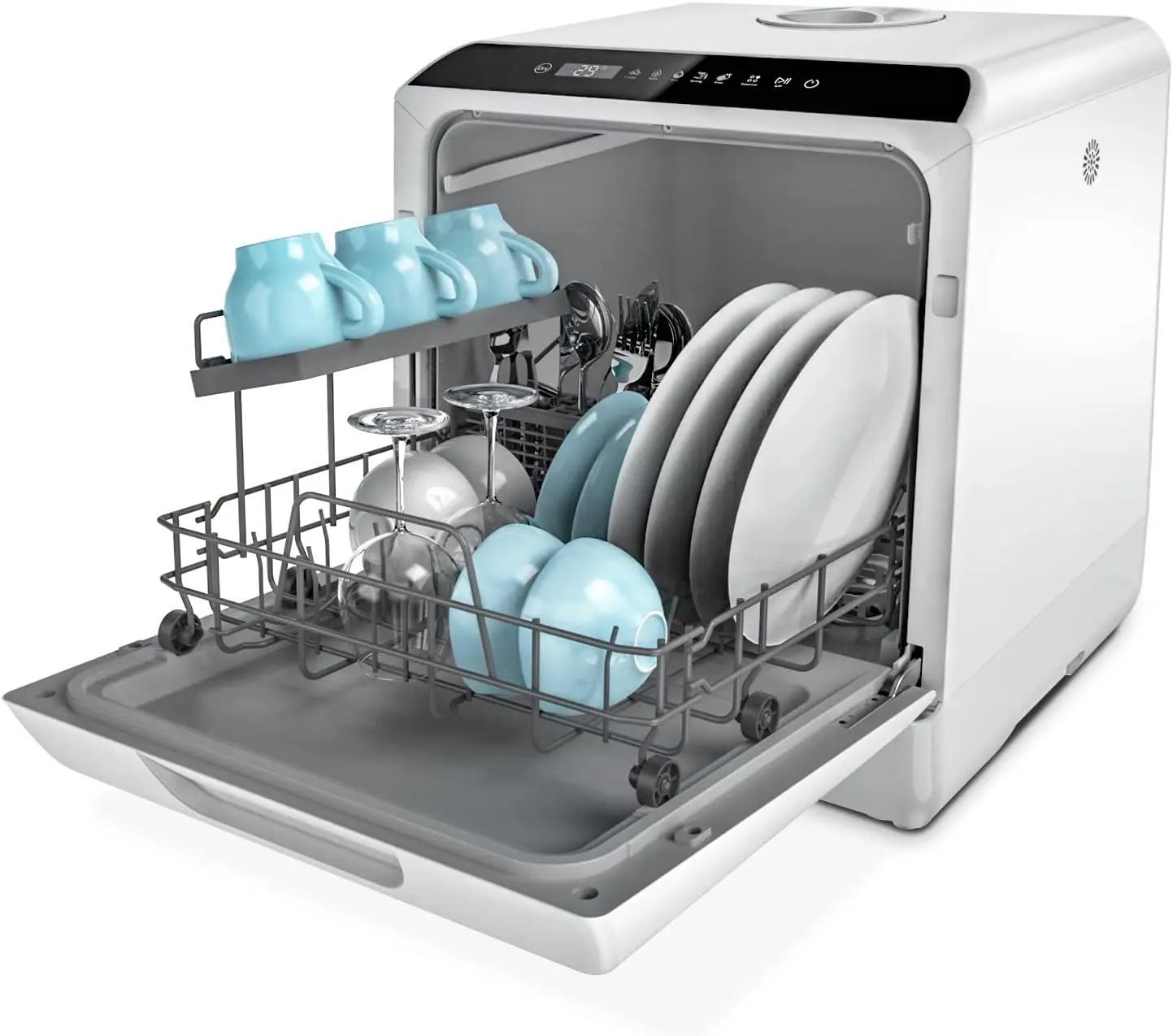 

Hermitlux Countertop Dishwasher, 5 Washing Programs Portable Dishwasher With 5-Liter Built-in Water Tank, No Hookup Needed